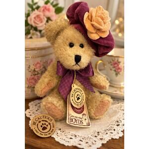 Boyds Bear T.J.’s Best Dressed Plush 8” w Hat Tags Gen Yoo Wine Boyds